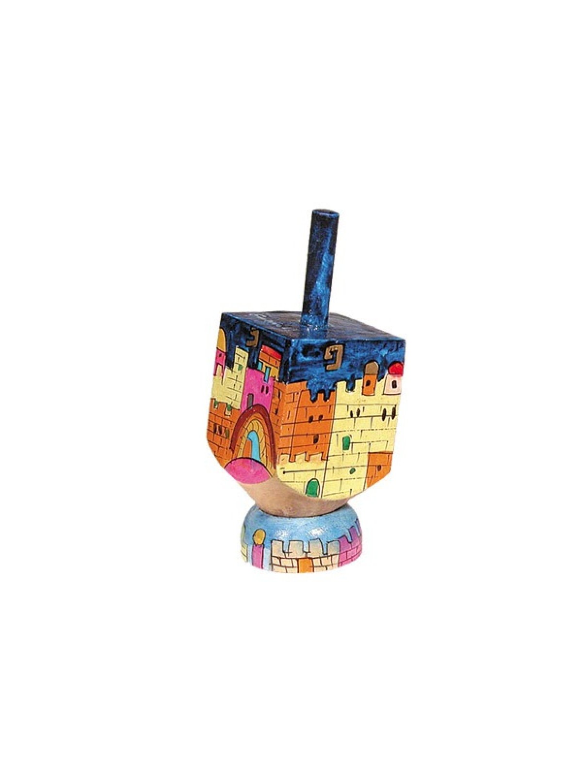 Yair Emanuel Hand Painted Wood Dreidel on Stand Small Je... | Dreidels