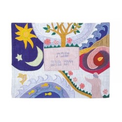 Yair Emanuel Raw Silk Challah Cover Embroidered Ap... | Challah Covers