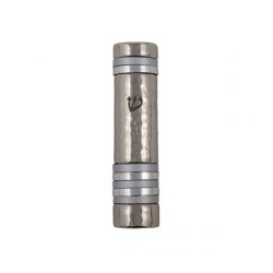 Yair Emanuel Hammered Aluminum Silver Mezuzah... | Mezuzahs by Emanuel