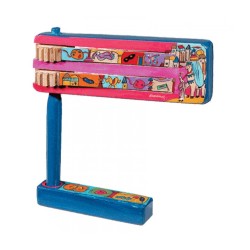 Yair Emanuel Hand Painted Wood Purim Grogger Purim Motifs | Groggers