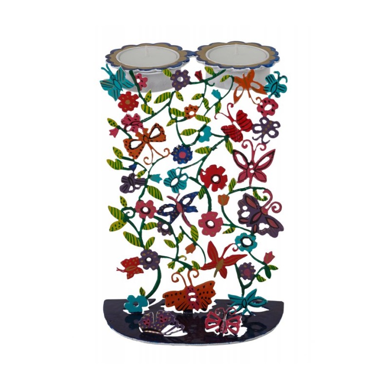 Yair Emanuel Hand Painted Metal Shabbat C... | Candlesticks by Emanuel