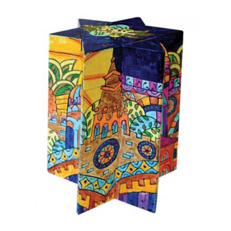 Yair Emanuel Star of David Colorful Wood Charity T... | Tzedakah boxes