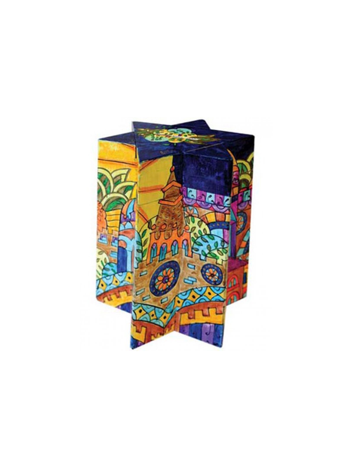 Yair Emanuel Star of David Colorful Wood Charity T... | Tzedakah boxes