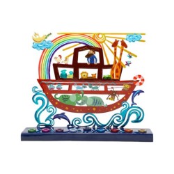 Yair Emanuel Hand Painted Chanukah Menorah Noahs... | Hanukkah Menorah