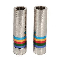 Yair Emanuel Hammered Nickel Cylinder Candlesticks M... | Candlesticks