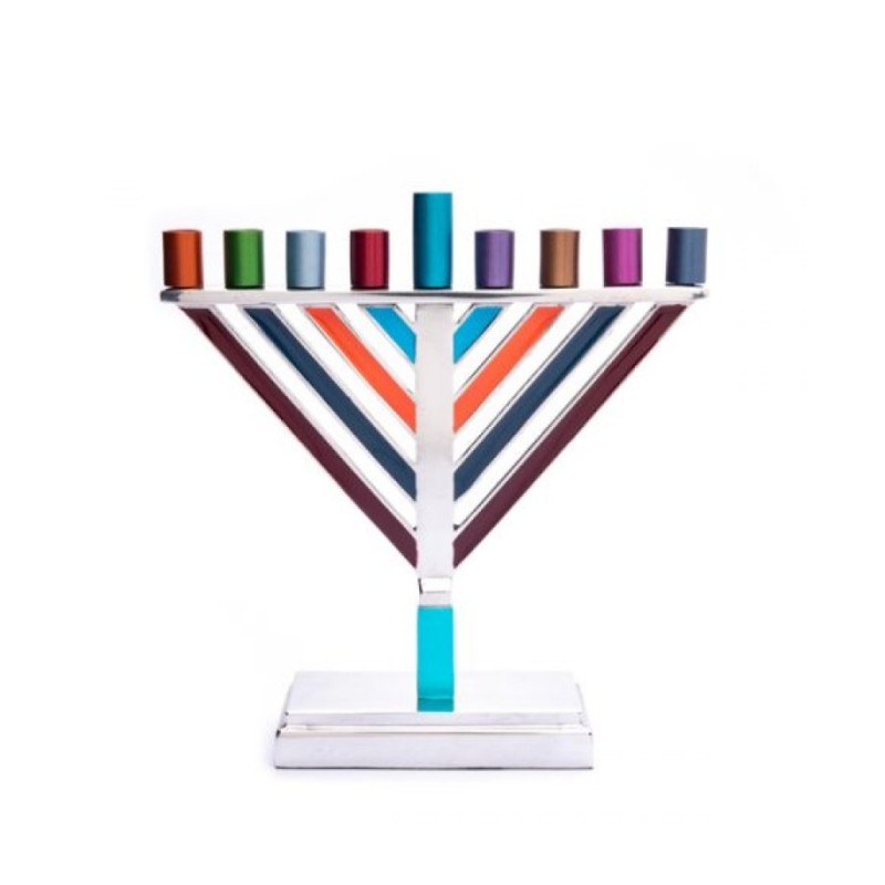 Yair Emanuel Chabad Chanukah Menorah Multicolore... | Hanukkah Menorah
