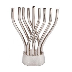 Yair Emanuel Flames Image Chanukah Menorah Silve... | Hanukkah Menorah