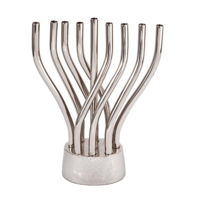 Yair Emanuel Flames Image Chanukah Menorah Silve... | Hanukkah Menorah
