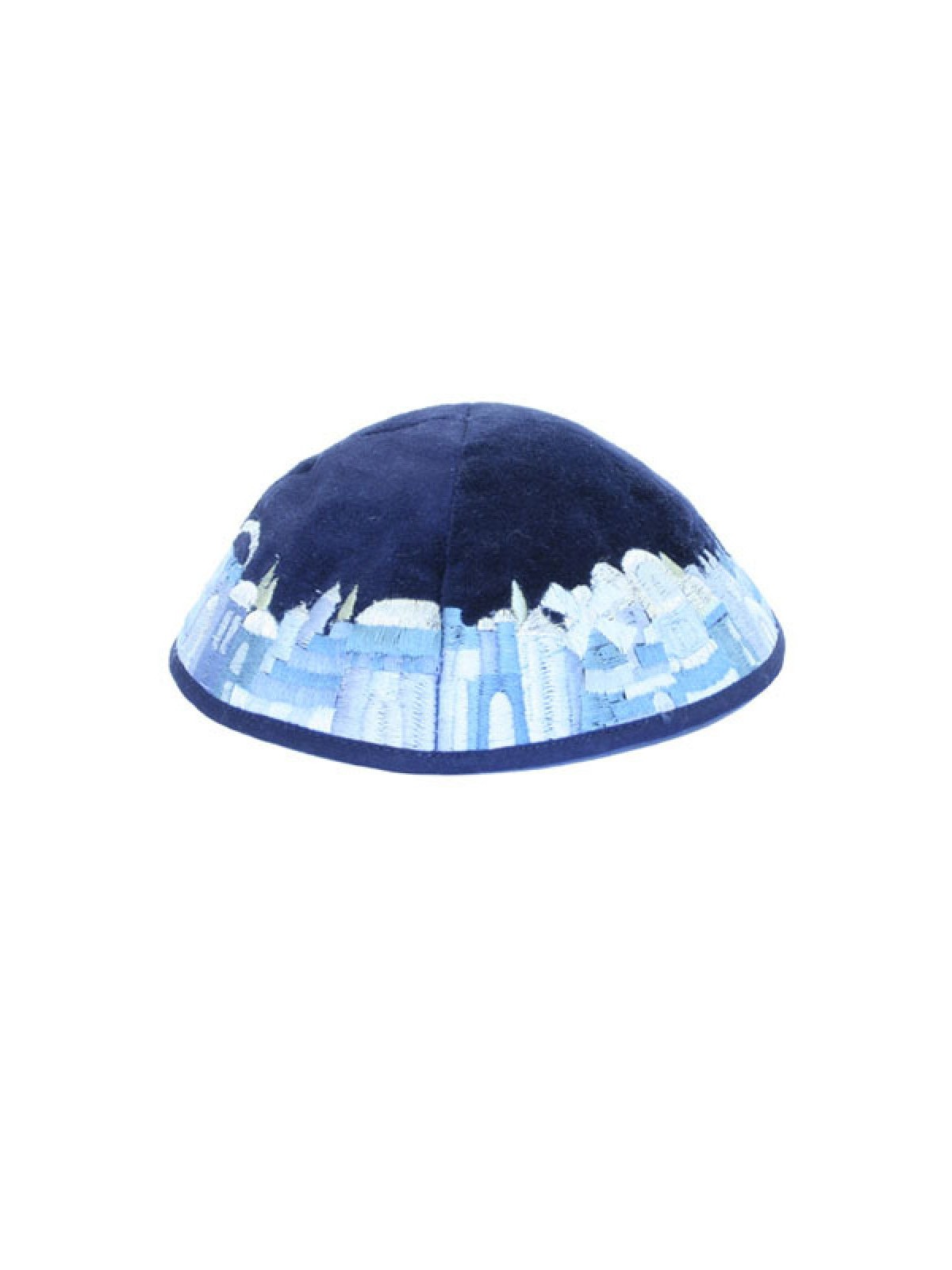 Yair Emanuel Blue Velvet Kippah Embroide... | Kippot & Hats by Emanuel