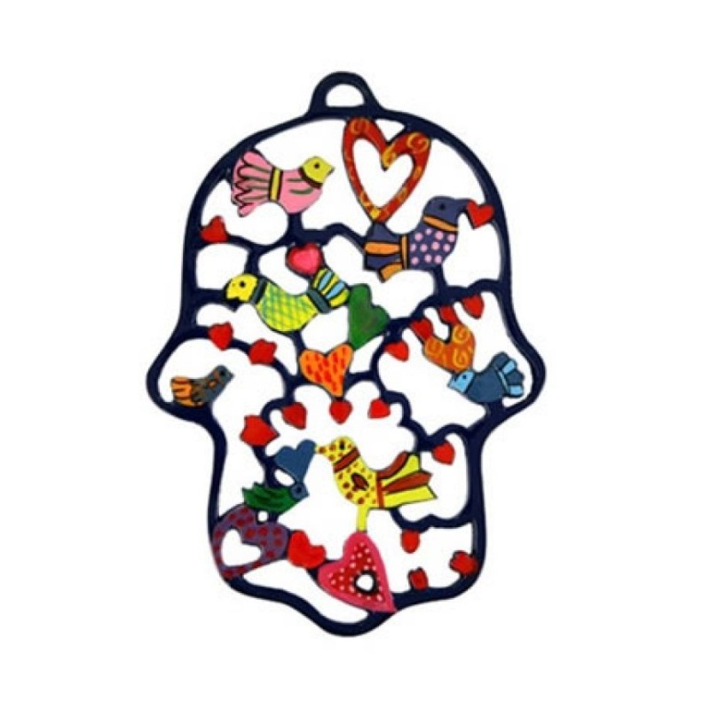 Yair Emanuel Hand painted Colorful Laser Cut Wa... | Hamsas by Emanuel