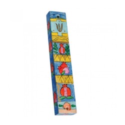 Yair Emanuel Small Hand Painted Wood Mezuzah ... | Mezuzahs by Emanuel