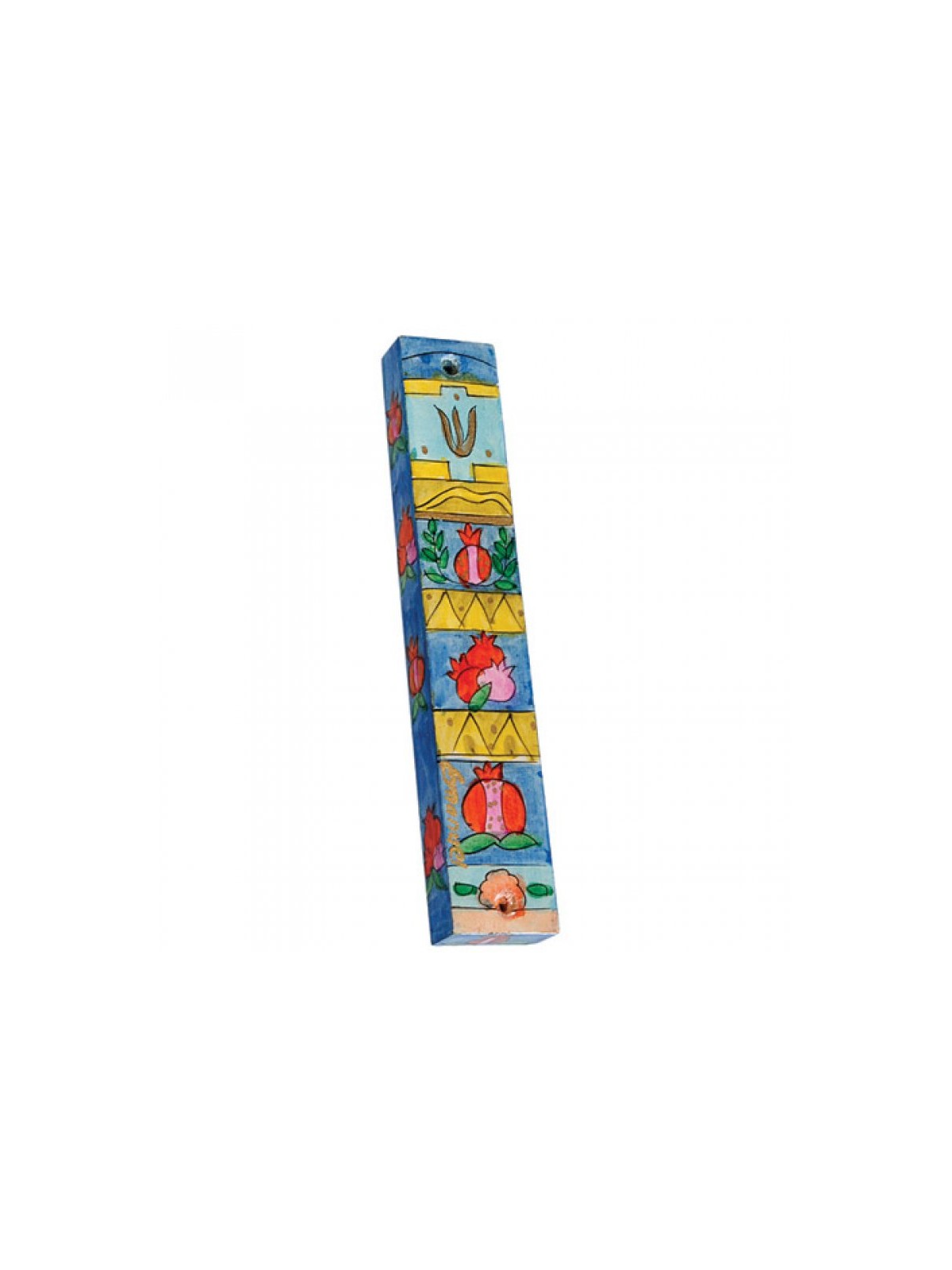 Yair Emanuel Small Hand Painted Wood Mezuzah ... | Mezuzahs by Emanuel