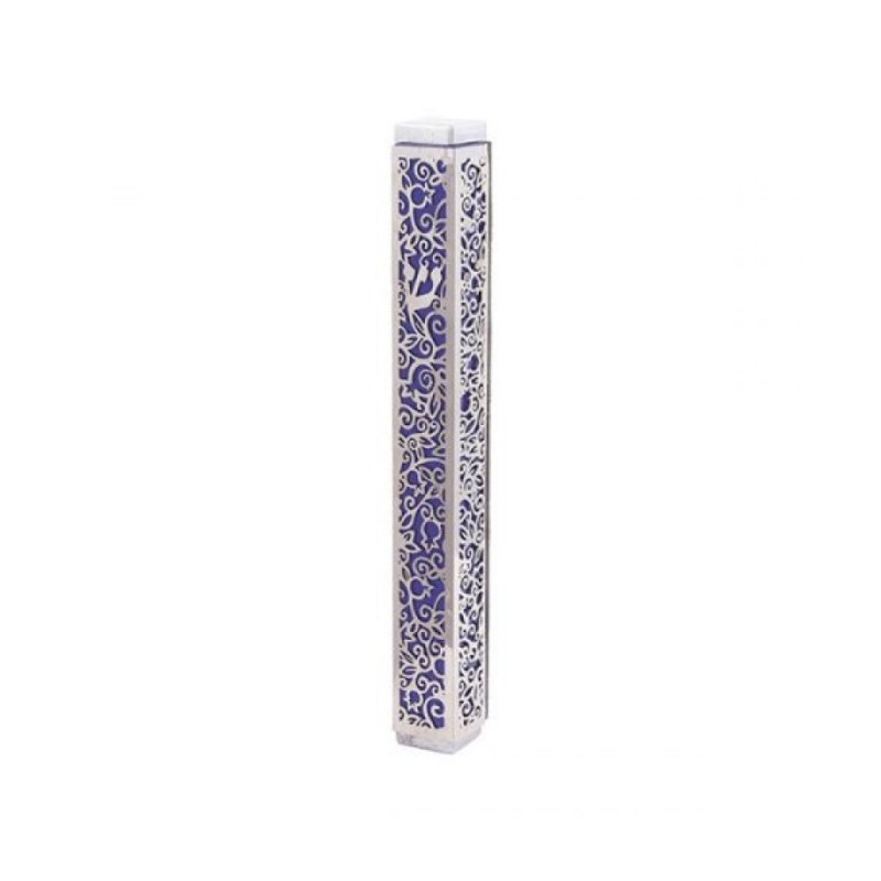 Yair Emanuel Mezuzah Case Cutout Pomegranates... | Mezuzahs by Emanuel
