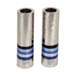 Yair Emanuel Hammered Nickel Cylinder Candlesticks B... | Candlesticks