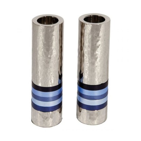 Yair Emanuel Hammered Nickel Cylinder Candlesticks B... | Candlesticks