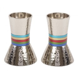 Yair Emanuel Hammered Nickel Cone Candlesticks Small... | Candlesticks