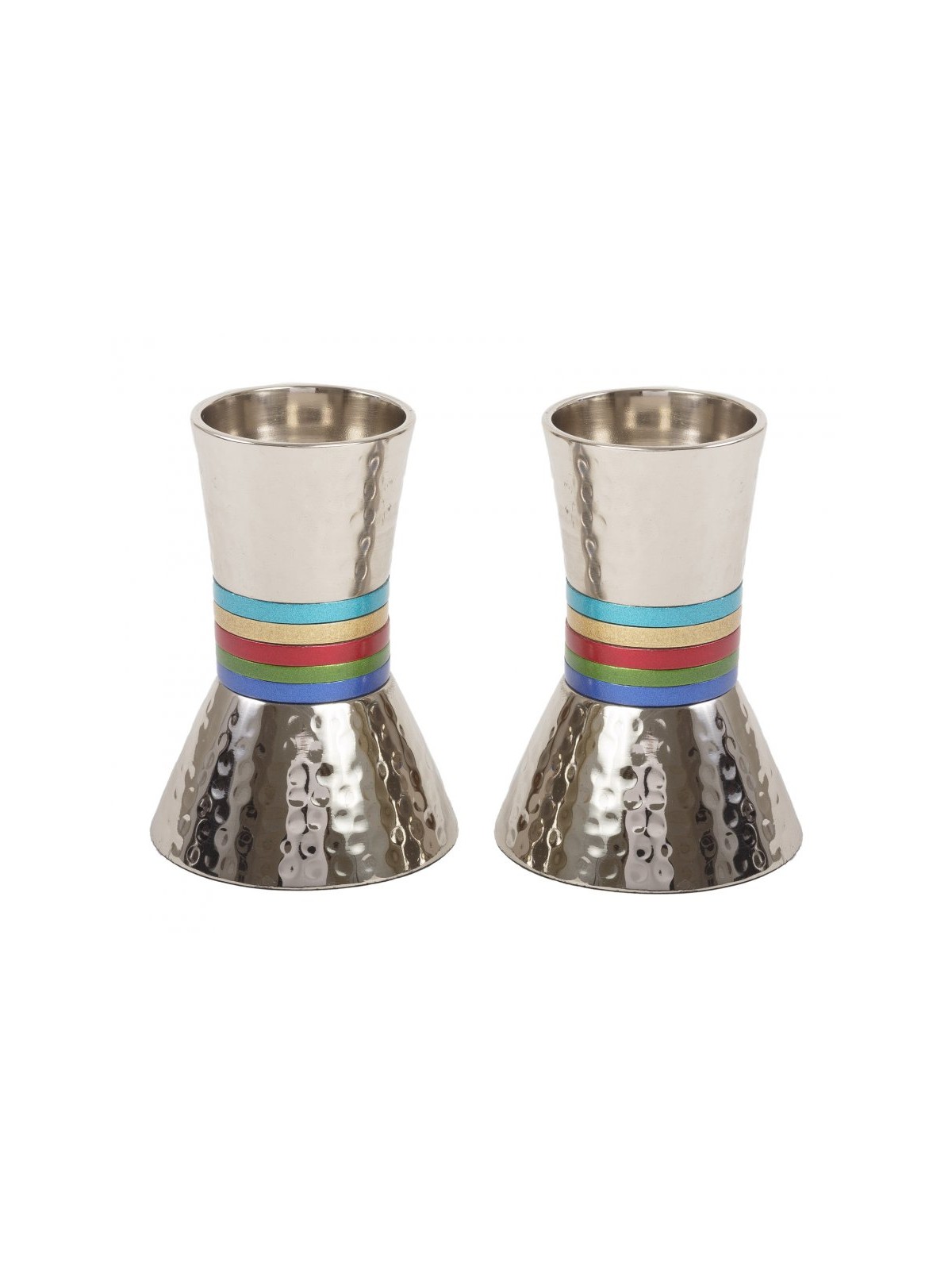 Yair Emanuel Hammered Nickel Cone Candlesticks Small... | Candlesticks