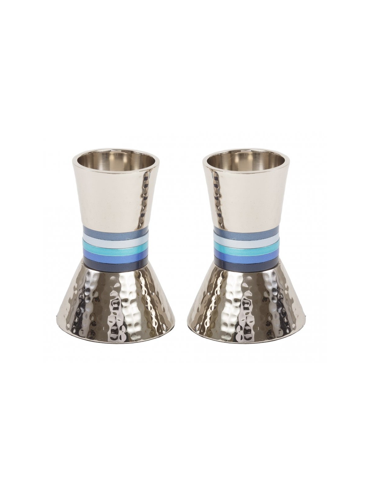 Yair Emanuel Hammered Nickel Cone Candlesticks Small... | Candlesticks