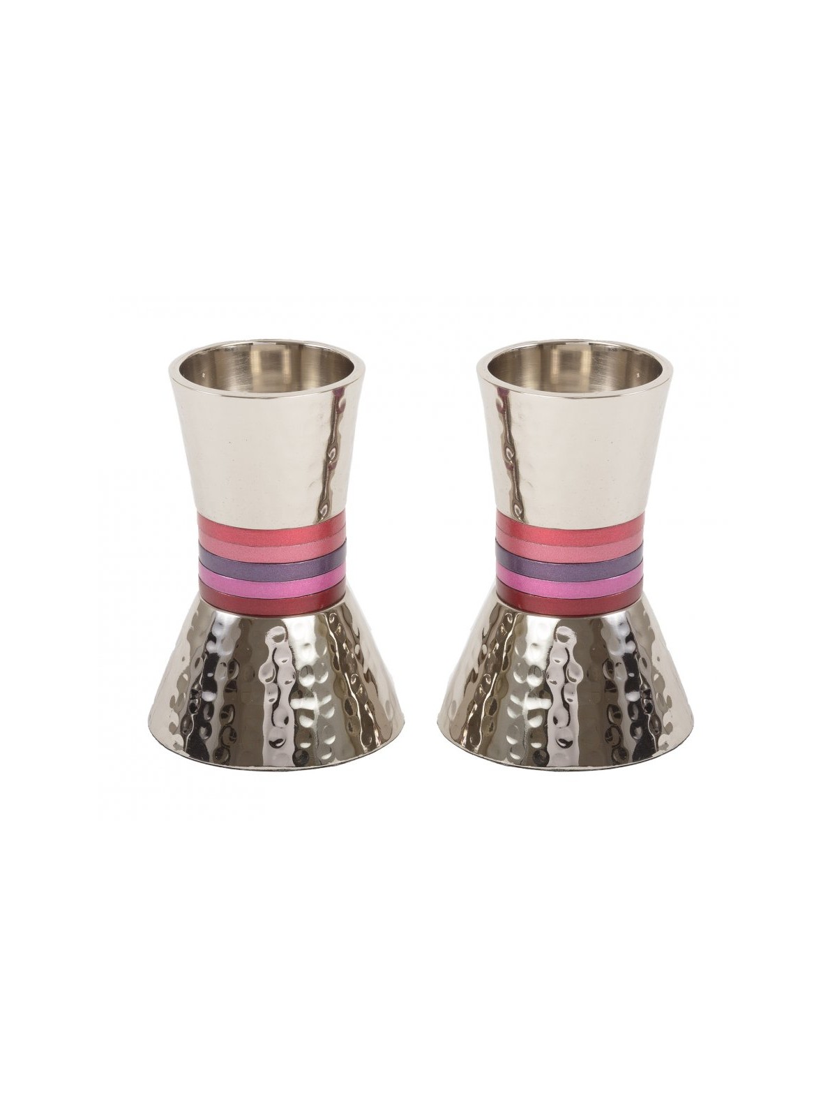 Yair Emanuel Hammered Nickel Cone Candlesticks Small... | Candlesticks