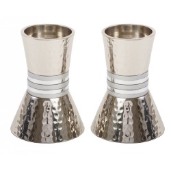 Yair Emanuel Hammered Nickel Cone Candlesticks Small... | Candlesticks
