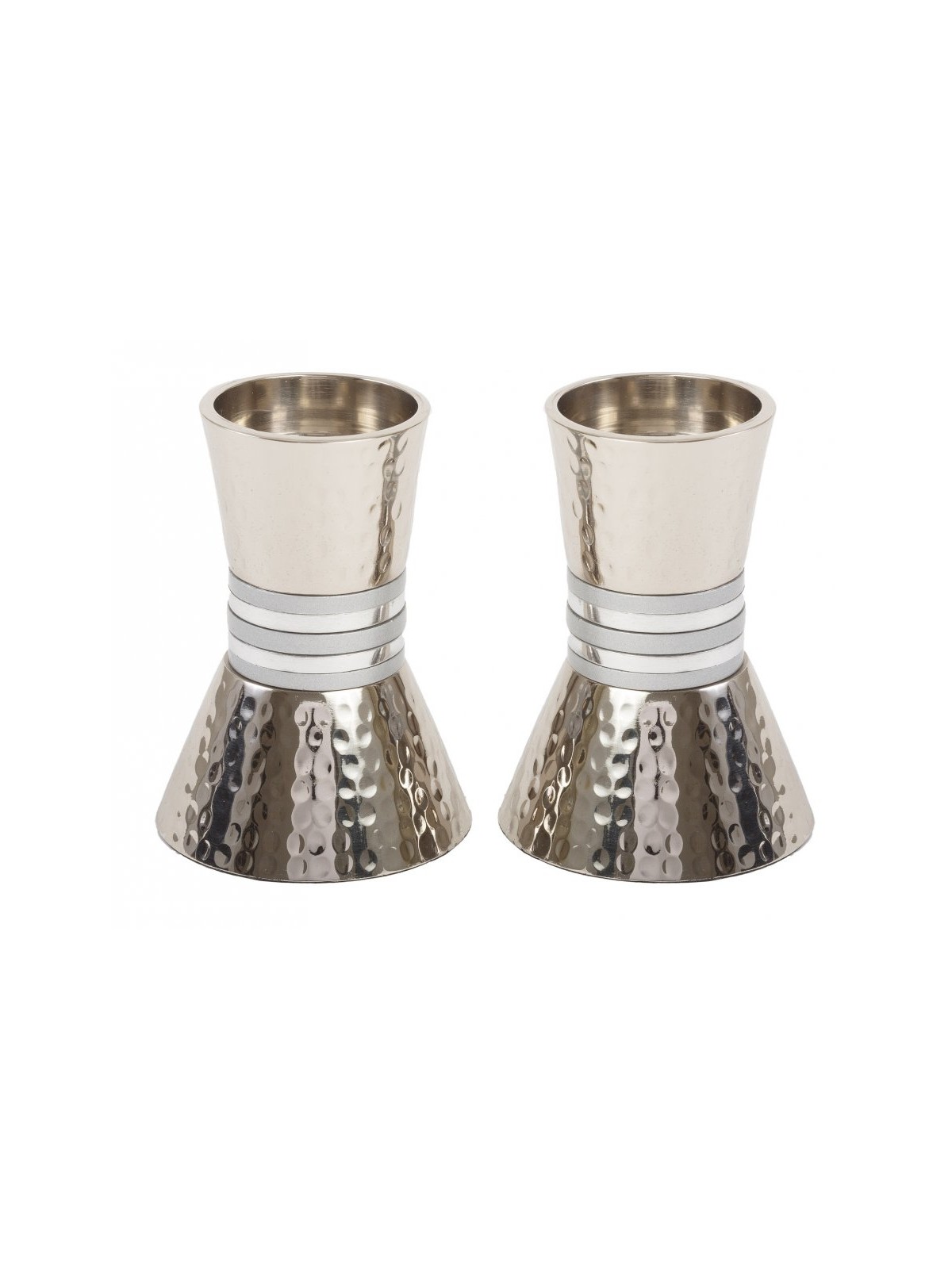 Yair Emanuel Hammered Nickel Cone Candlesticks Small... | Candlesticks
