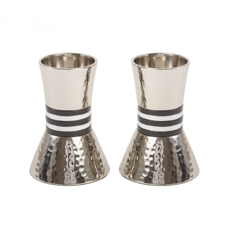 Yair Emanuel Hammered Nickel Cone Candlesticks Small... | Candlesticks