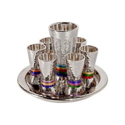 Yair Emanuel Hammered Nickel Kiddush Gobl... | Kiddush Cups by Emanuel