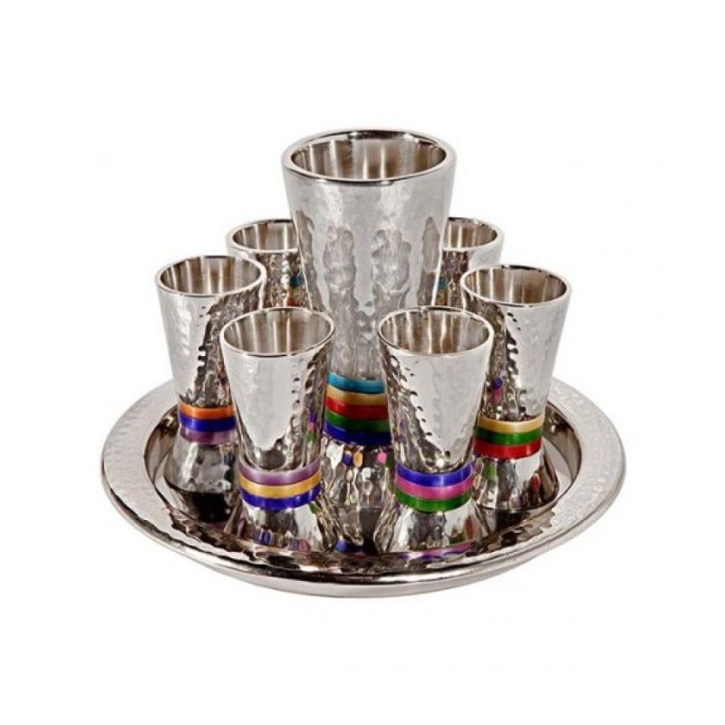 Yair Emanuel Hammered Nickel Kiddush Gobl... | Kiddush Cups by Emanuel