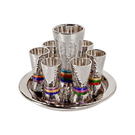 Yair Emanuel Hammered Nickel Kiddush Gobl... | Kiddush Cups by Emanuel