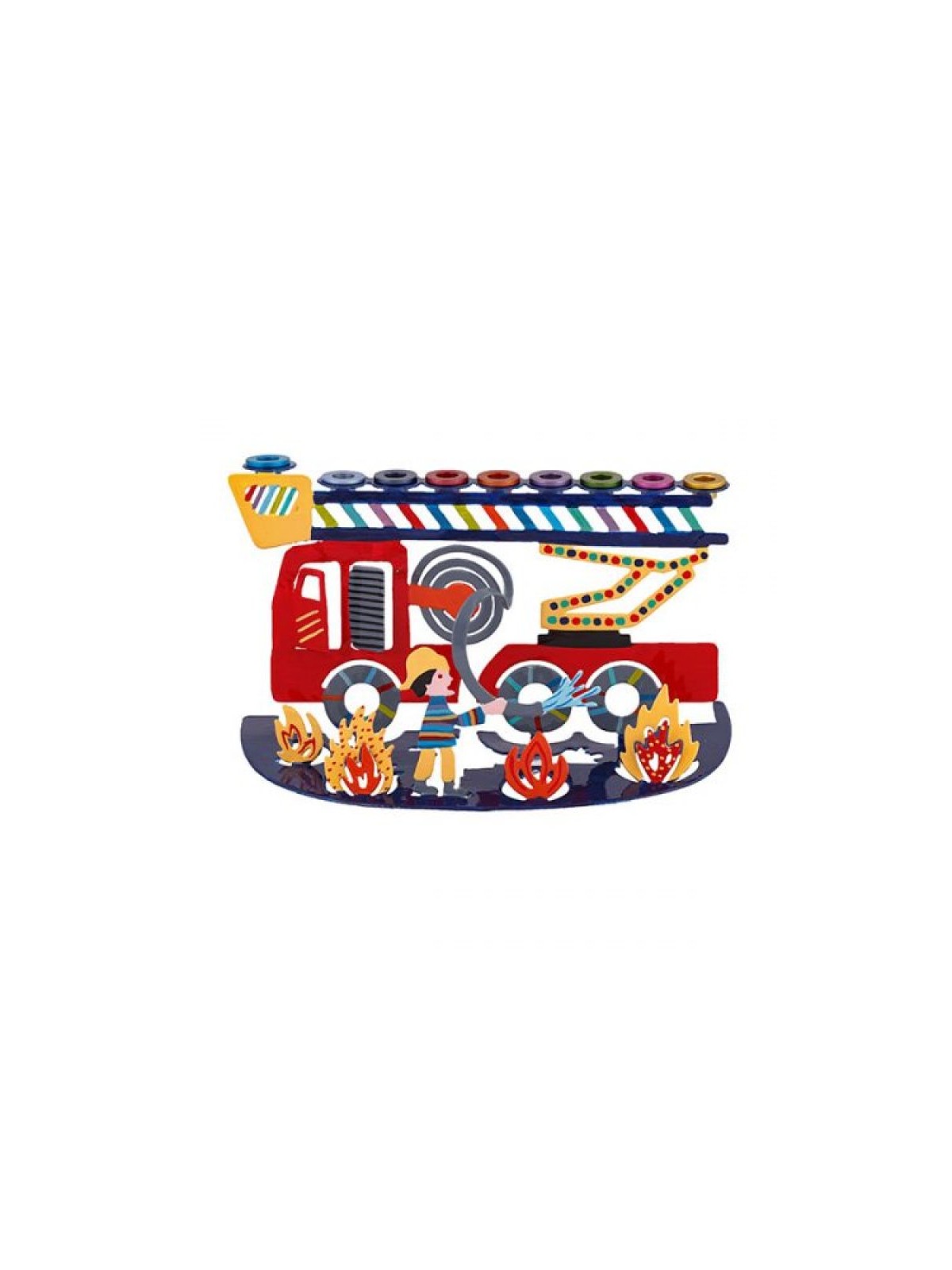 Yair Emanuel Laser Cut Hanukkah Menorah Fire Eng... | Hanukkah Menorah