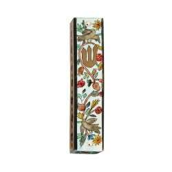Yair Emanuel Large Hand Painted Wood Mezuzah ... | Mezuzahs by Emanuel