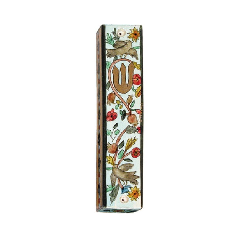 Yair Emanuel Large Hand Painted Wood Mezuzah ... | Mezuzahs by Emanuel
