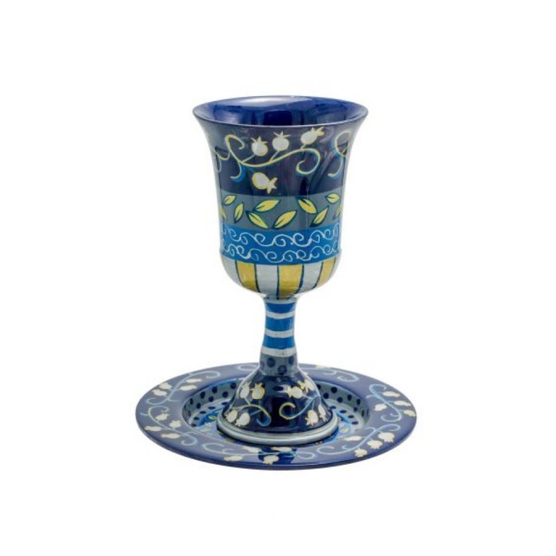Yair Emanuel Hand Painted Stem Kiddush Cu... | Kiddush Cups by Emanuel
