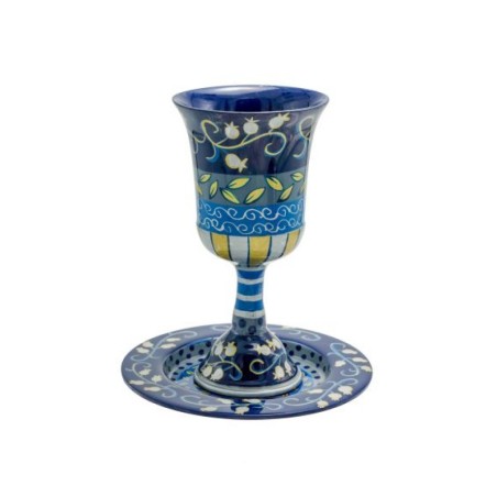 Yair Emanuel Hand Painted Stem Kiddush Cu... | Kiddush Cups by Emanuel