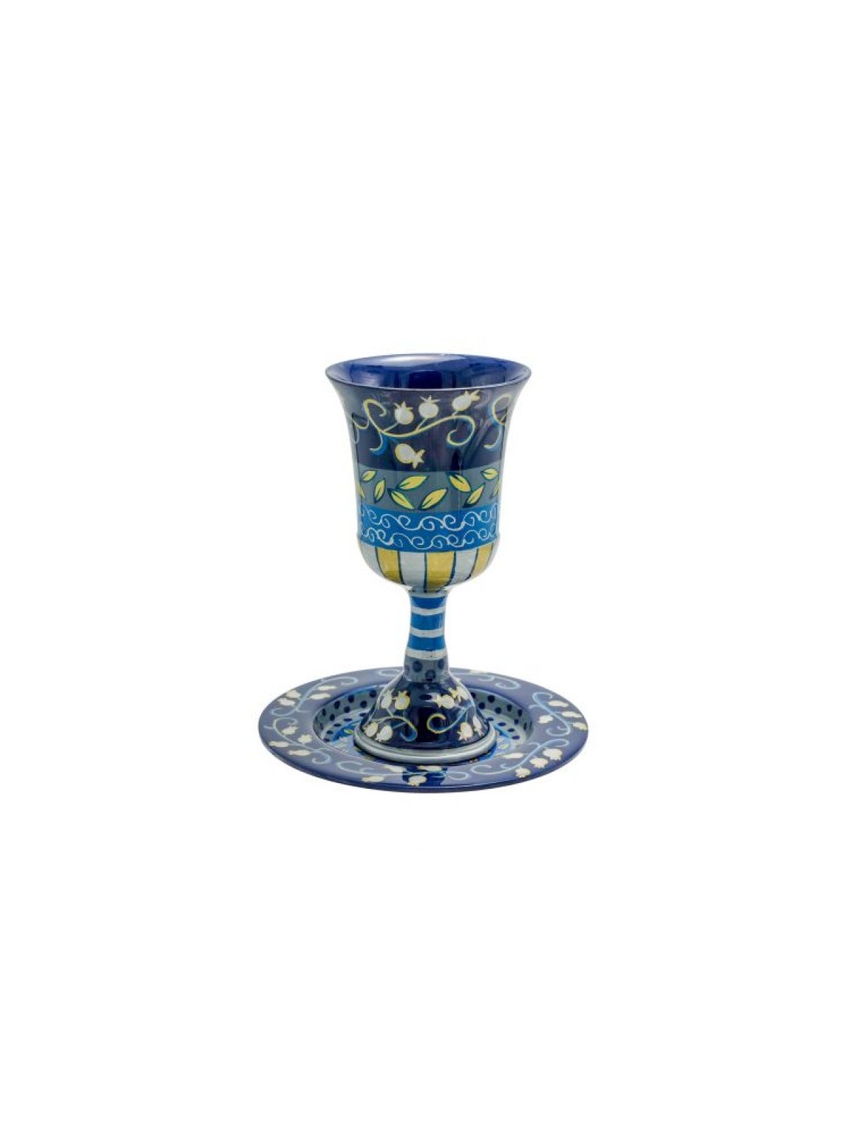 Yair Emanuel Hand Painted Stem Kiddush Cu... | Kiddush Cups by Emanuel