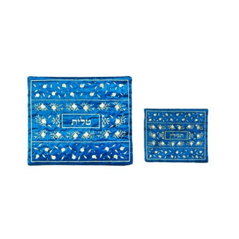 Yair Emanuel Blue Embroidered Tallit Tefill... | Talit & Tefillin Bags