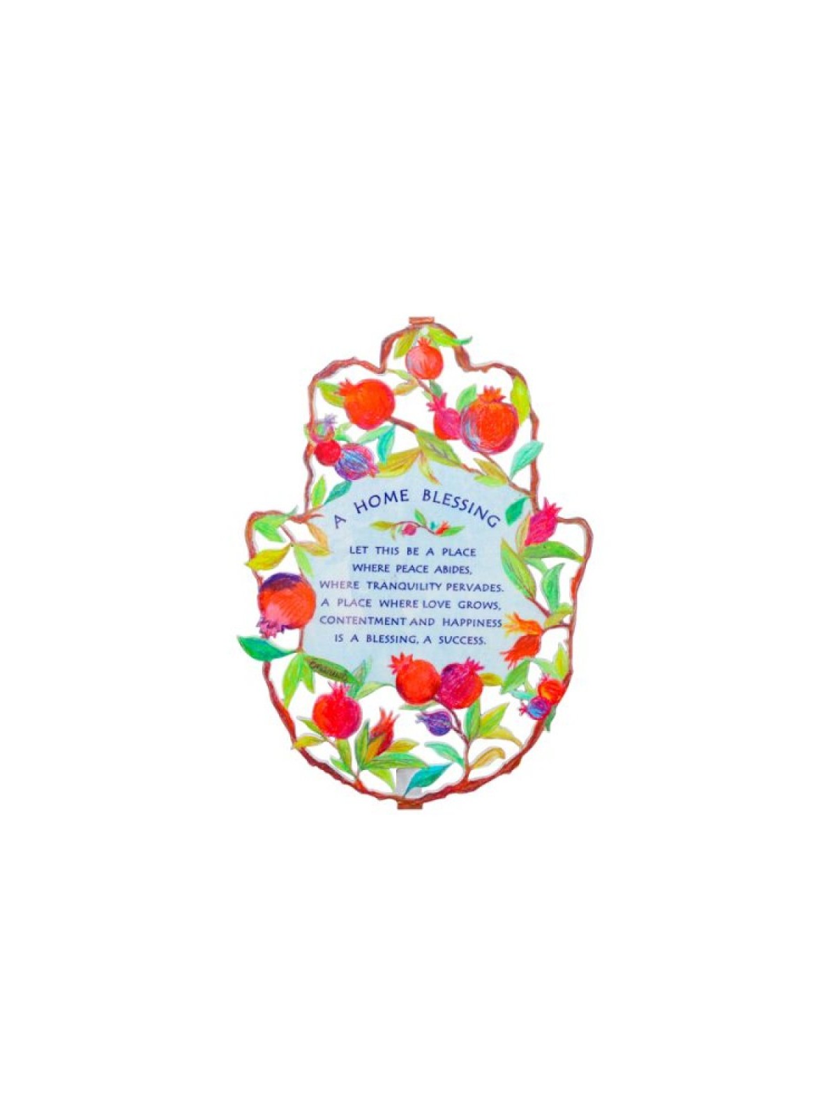 Yair Emanuel Hand Painted Large Wall Hamsa Engl... | Hamsas by Emanuel