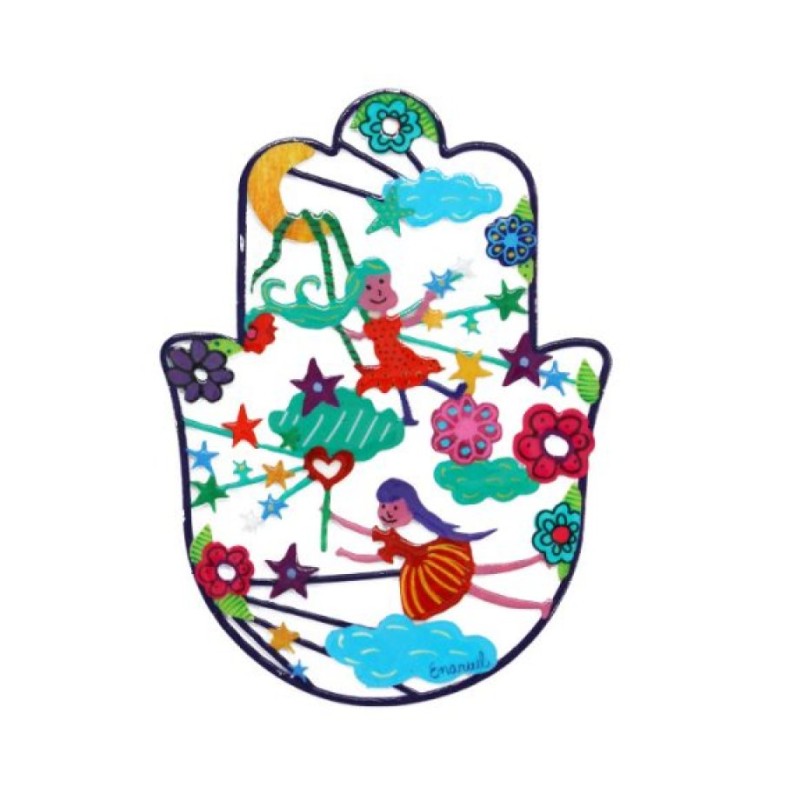 Yair Emanuel Hand Painted Wall Hamsa Enamel Fin... | Hamsas by Emanuel
