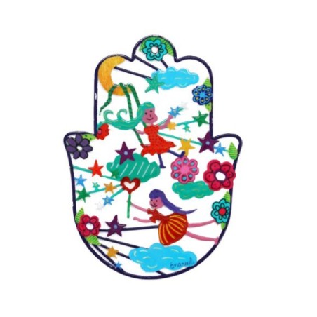 Yair Emanuel Hand Painted Wall Hamsa Enamel Fin... | Hamsas by Emanuel