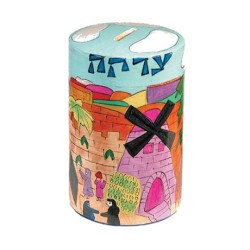 Yair Emanuel Round Colorful Wood Charity Tzedakah ... | Tzedakah boxes