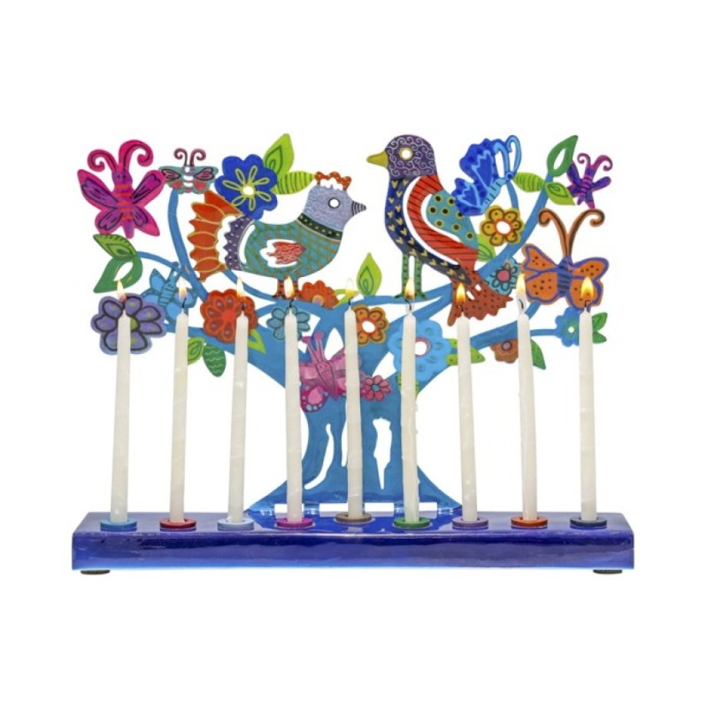 Yair Emanuel Hand Painted Chanukah Menorah Color... | Hanukkah Menorah