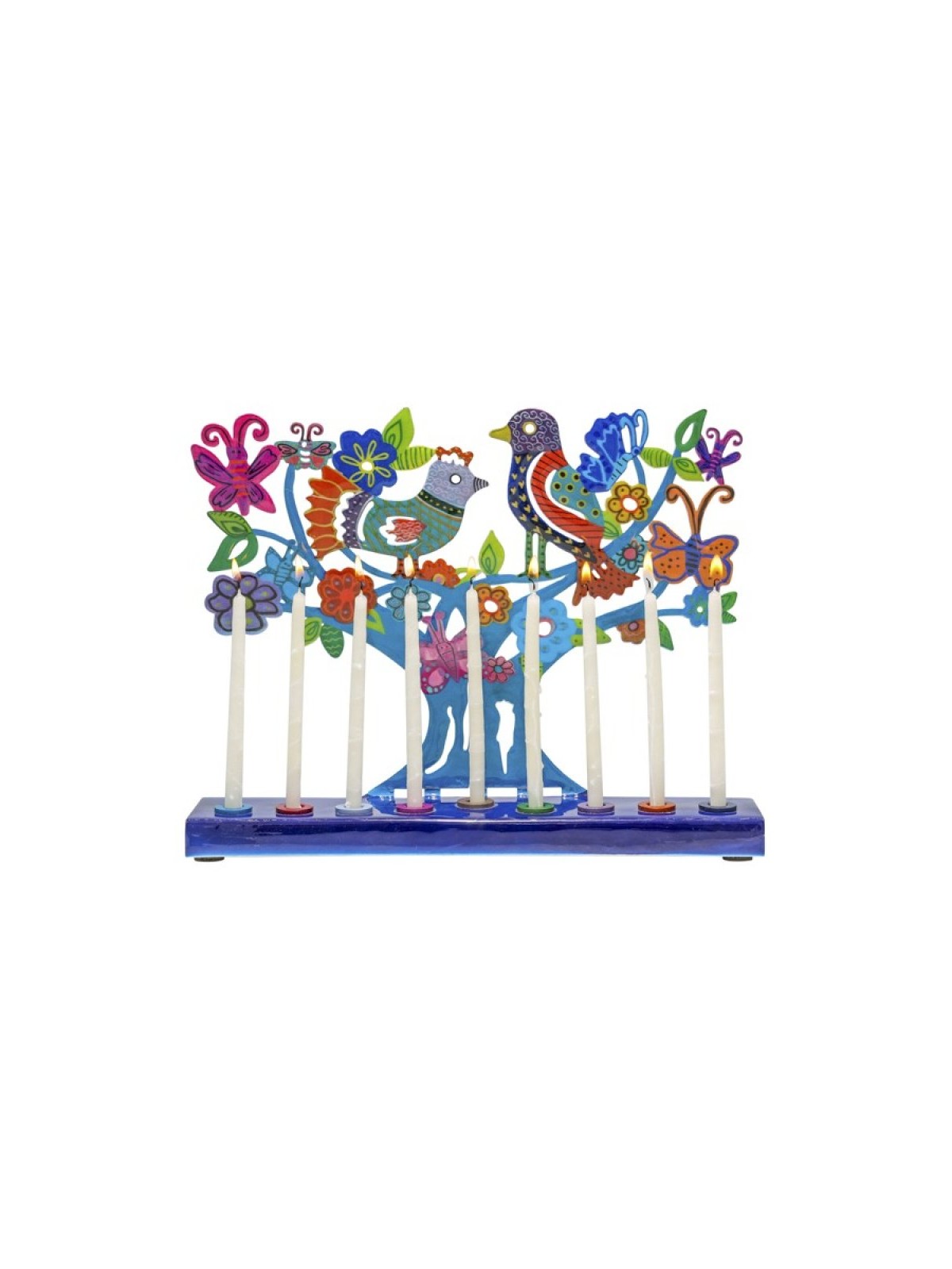 Yair Emanuel Hand Painted Chanukah Menorah Color... | Hanukkah Menorah