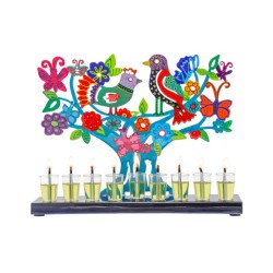 Yair Emanuel Hand Painted Chanukah Menorah Color... | Hanukkah Menorah