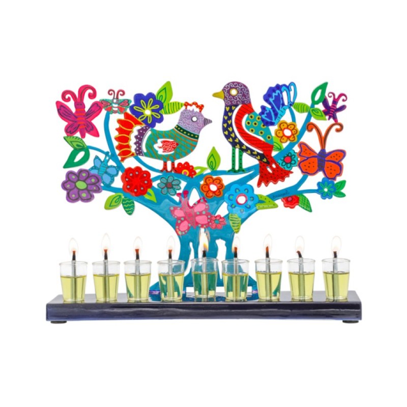 Yair Emanuel Hand Painted Chanukah Menorah Color... | Hanukkah Menorah