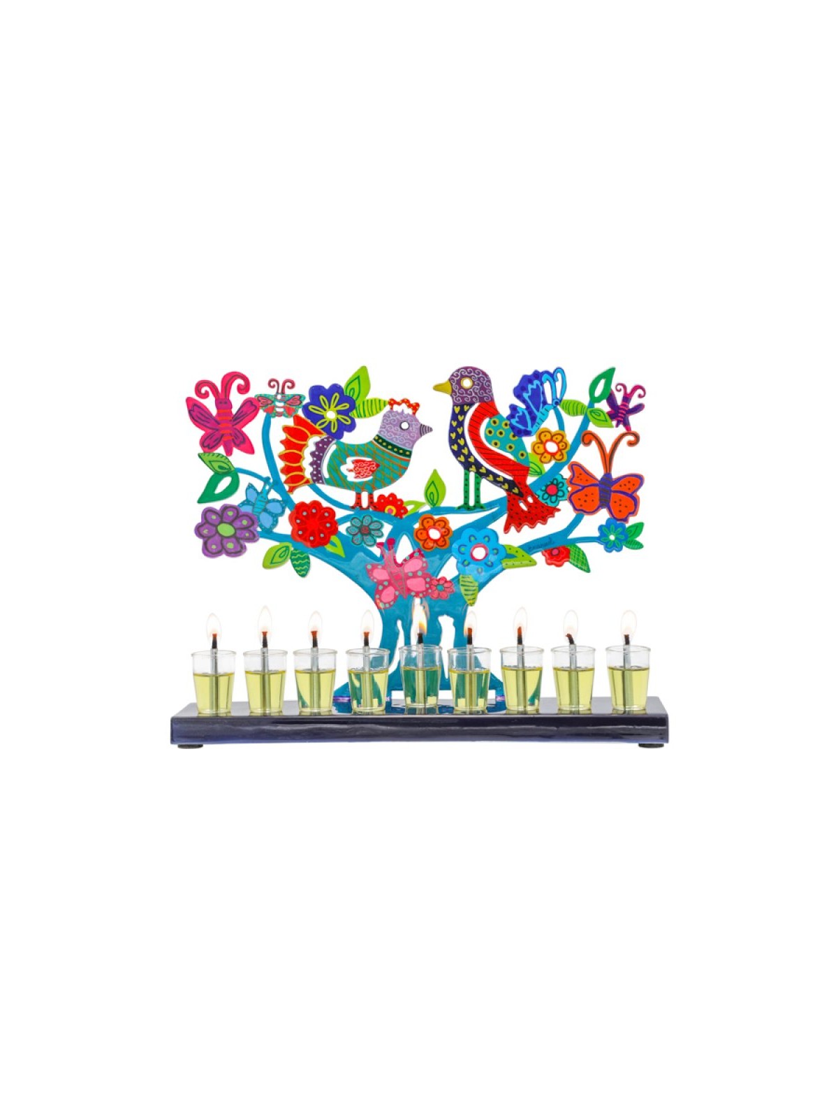 Yair Emanuel Hand Painted Chanukah Menorah Color... | Hanukkah Menorah
