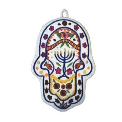 Yair Emanuel Small Hand embroidered Wall Hamsa ... | Hamsas by Emanuel