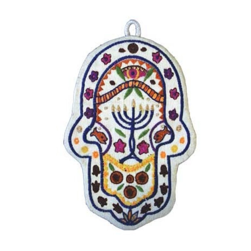 Yair Emanuel Small Hand embroidered Wall Hamsa ... | Hamsas by Emanuel