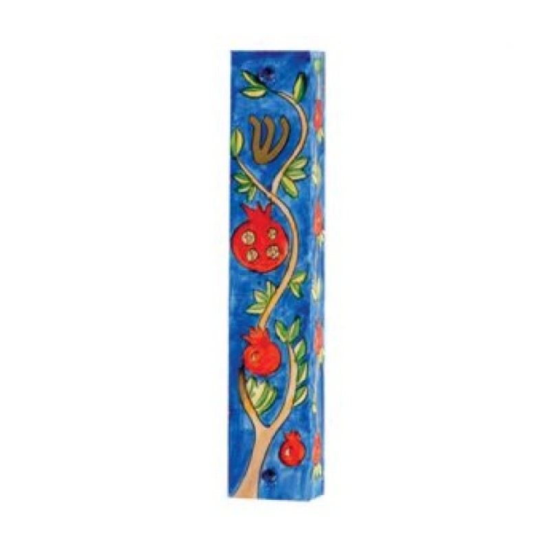 Yair Emanuel Large Hand Painted Wood Mezuzah ... | Mezuzahs by Emanuel