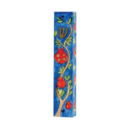 Yair Emanuel Large Hand Painted Wood Mezuzah ... | Mezuzahs by Emanuel