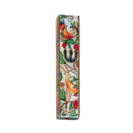 Yair Emanuel Large Hand Painted Wood Mezuzah ... | Mezuzahs by Emanuel